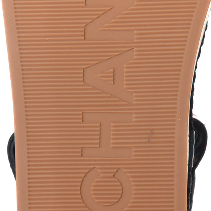 Chanel Cord Lambskin Quilted Logo Sandals 36 Black 8 of 11