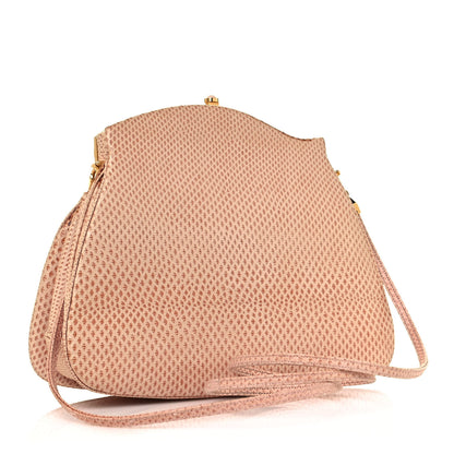 Judith Leiber Crystal Lizard Embossed Pleated Evening Bag Beige 3 of 11