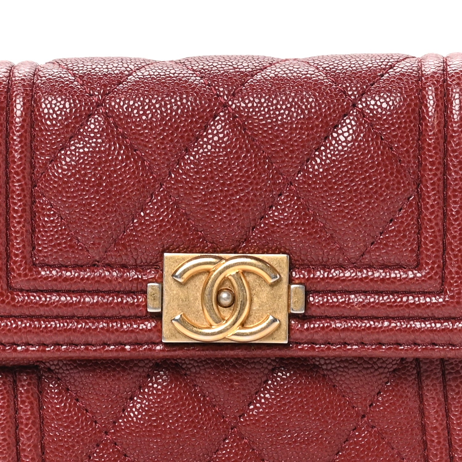 Chanel Caviar Quilted Small Boy Flap Wallet Red 8 of 9