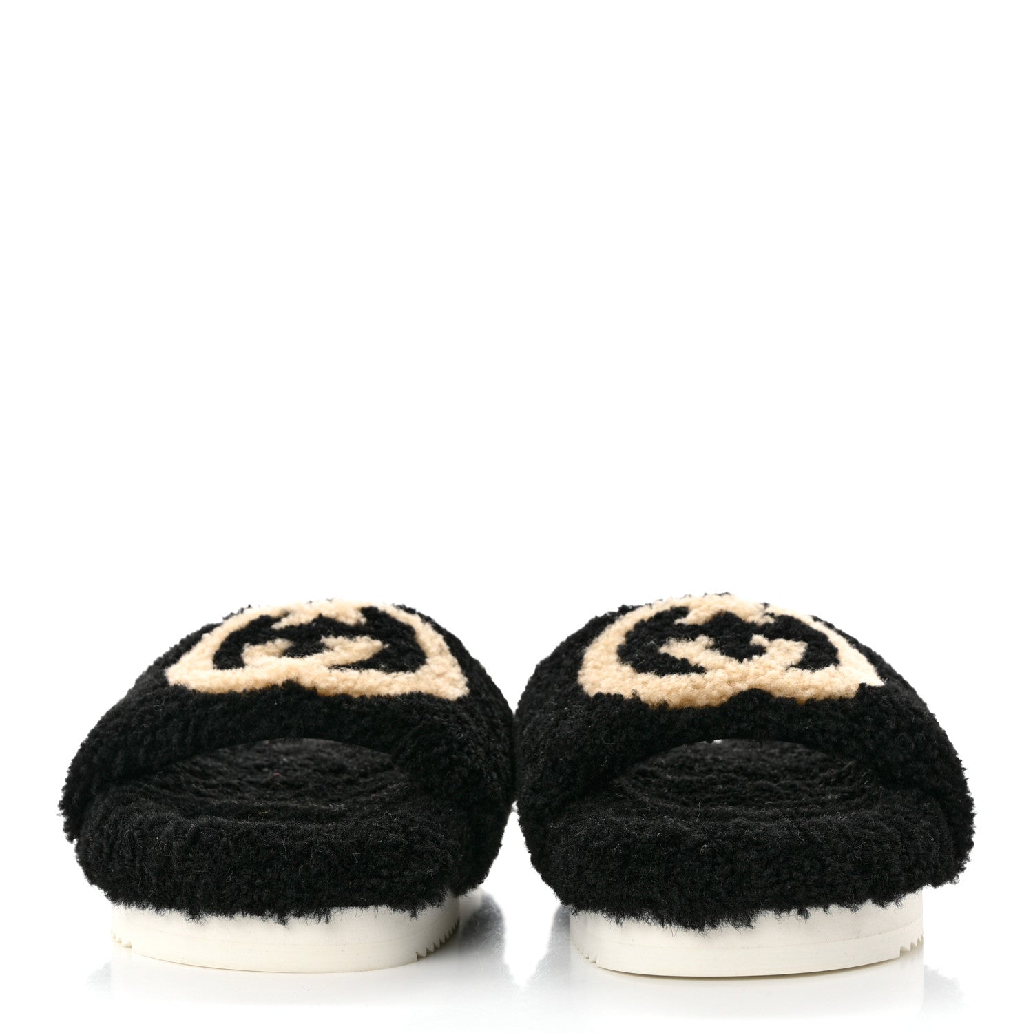 Gucci Shearling Womens Eileen Slide Sandals 37 Black Butterscotch 2 of 9