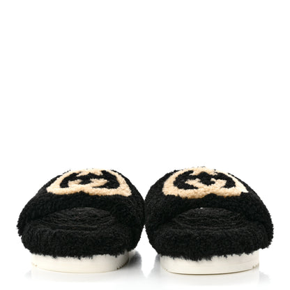 Gucci Shearling Womens Eileen Slide Sandals 37 Black Butterscotch 2 of 9