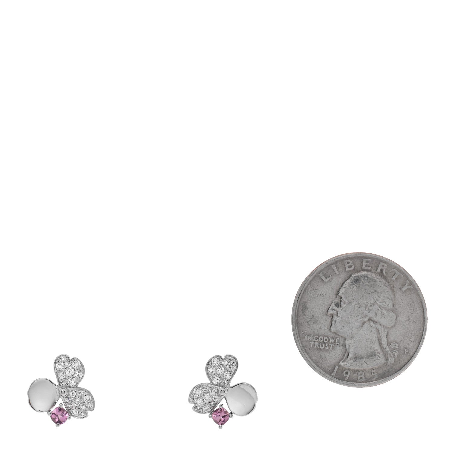 Tiffany Platinum Diamond Pink Tourmaline Paper Flowers Earrings 2 of 4