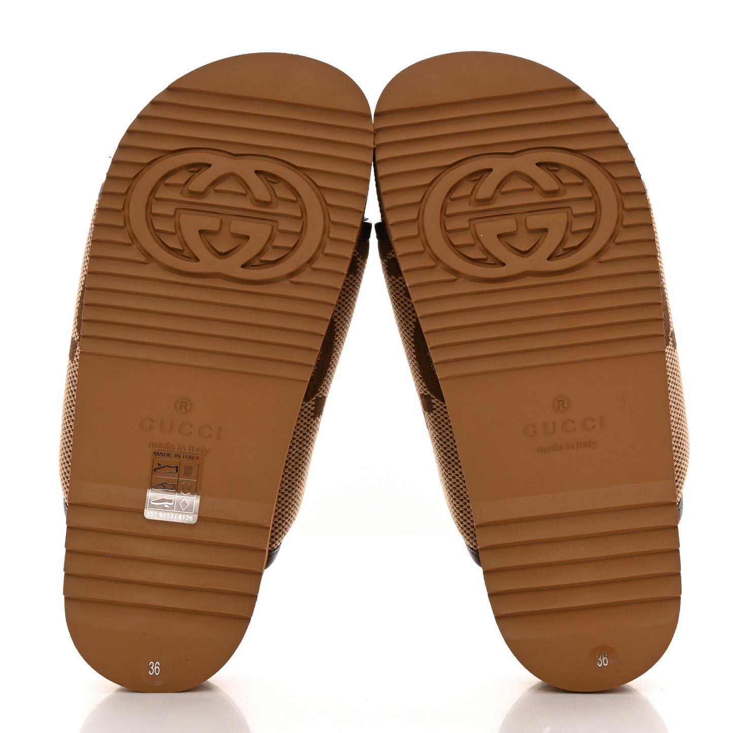 Monogram Jumbo GG Nappa Samoa Platform 40mm Slide Sandals 36 Camel Ebony New Acero