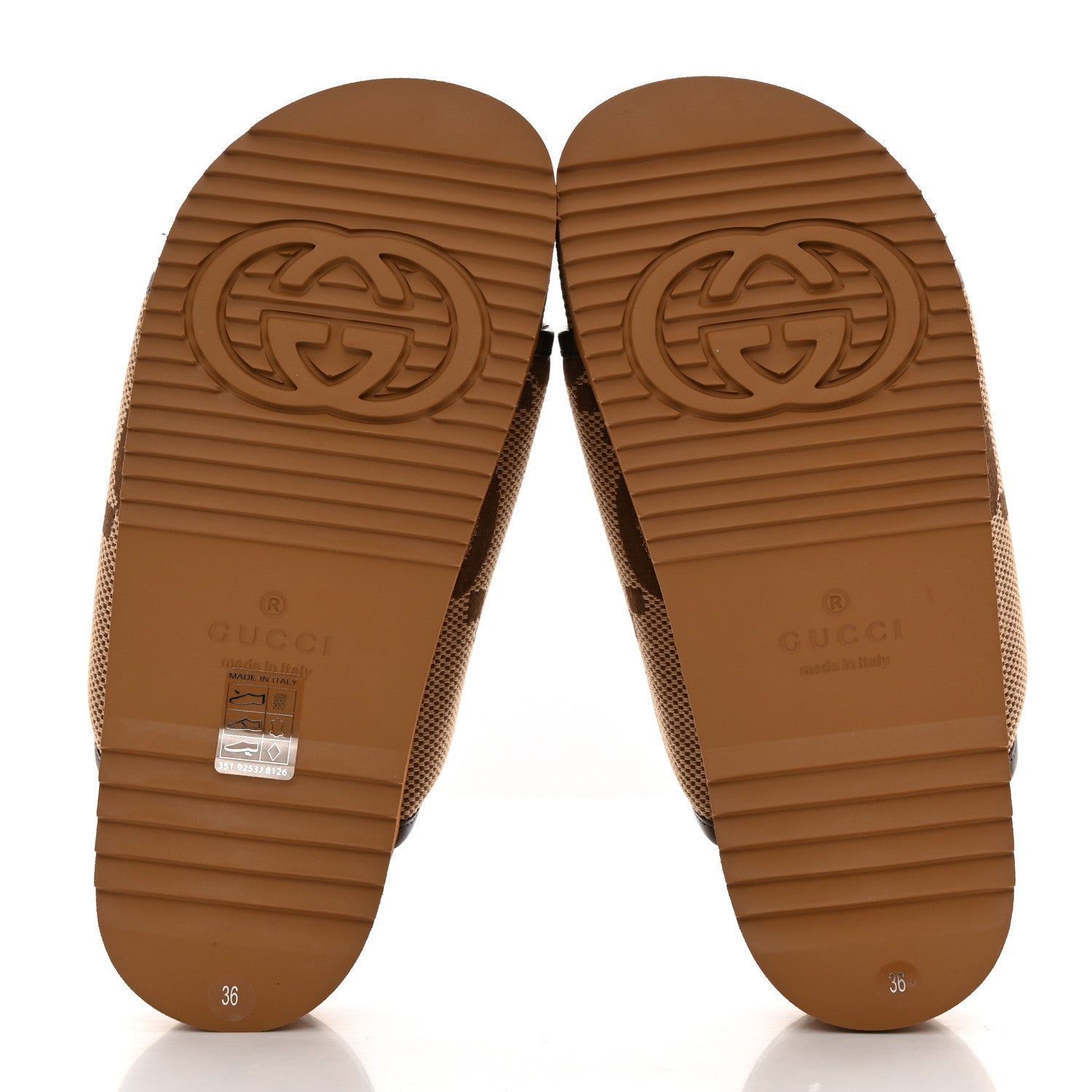 Gucci Monogram Jumbo GG Nappa Samoa Platform 40mm Slide Sandals 36 Camel Ebony New Acero 5 of 8