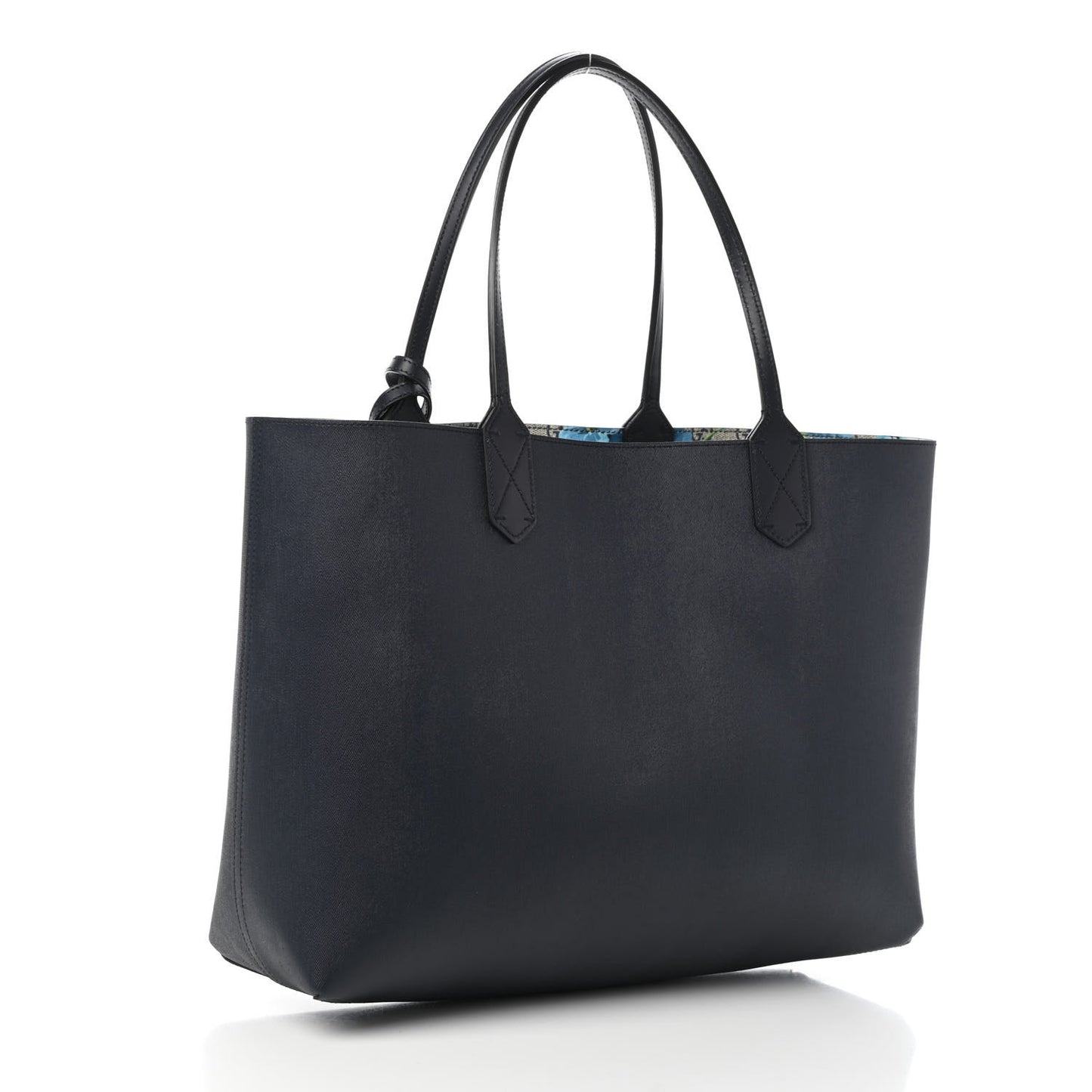 GG Supreme Monogram Blooms Medium Reversible Tote Beige Blue Navy