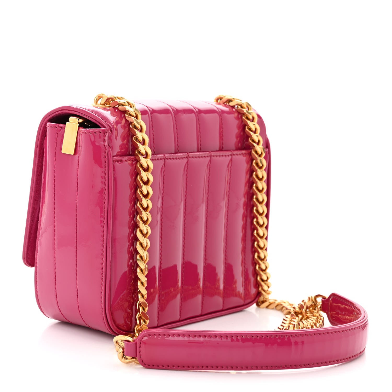 Saint Laurent Patent Calfskin Matelasse Monogram Small Vicky Chain Bag Bubblegum 3 of 10