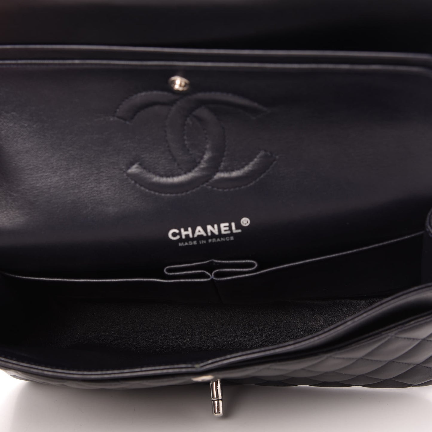 Lambskin Quilted Medium Double Flap Dark Navy