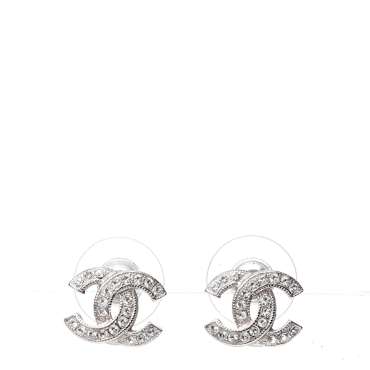Chanel Crystal CC Earrings Silver 1 of 5