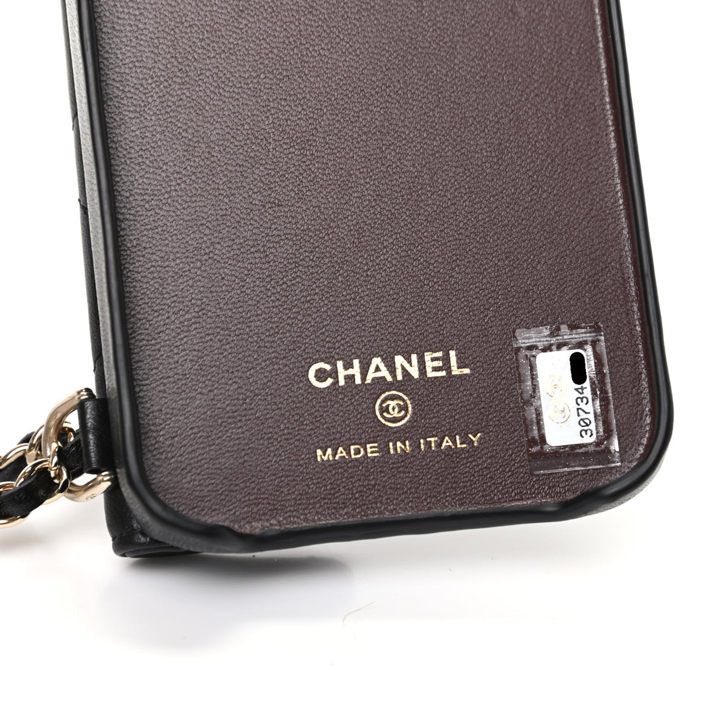 Lambskin Quilted iPhone XII Pro Max Case With Chain Black