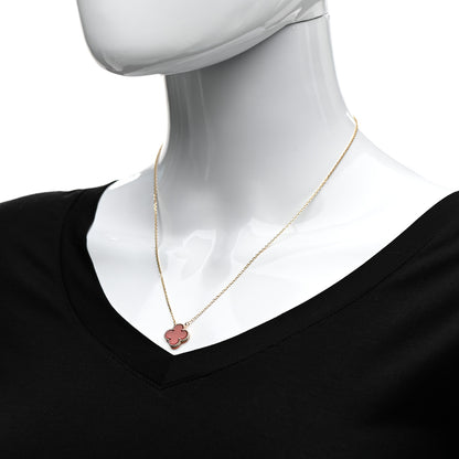Van Cleef & Arpels 18K Yellow Gold Carnelian Vintage Alhambra Pendant Necklace 2 of 7