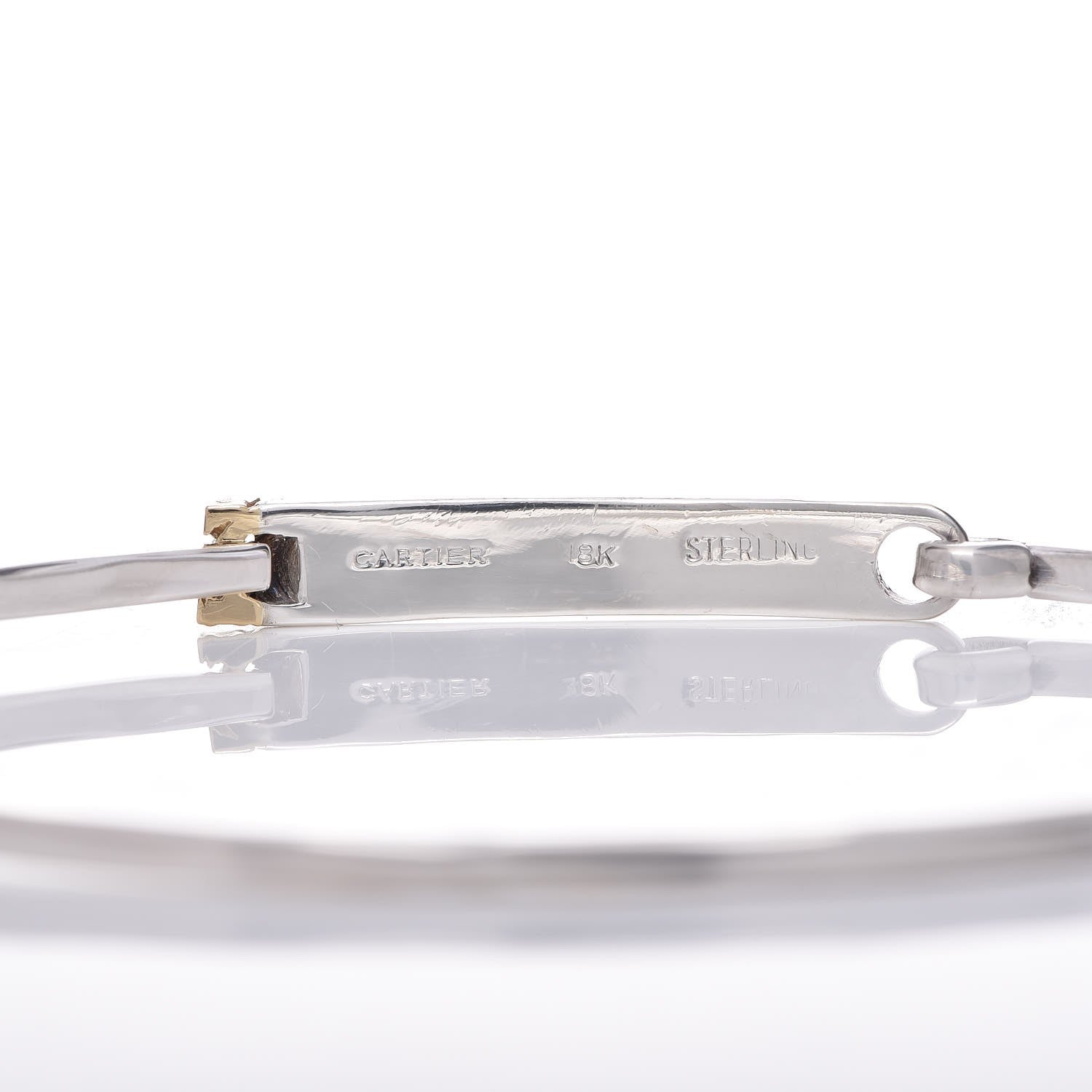 Cartier Sterling Silver 18K Yellow Gold C De Bangle Bracelet 4 of 6