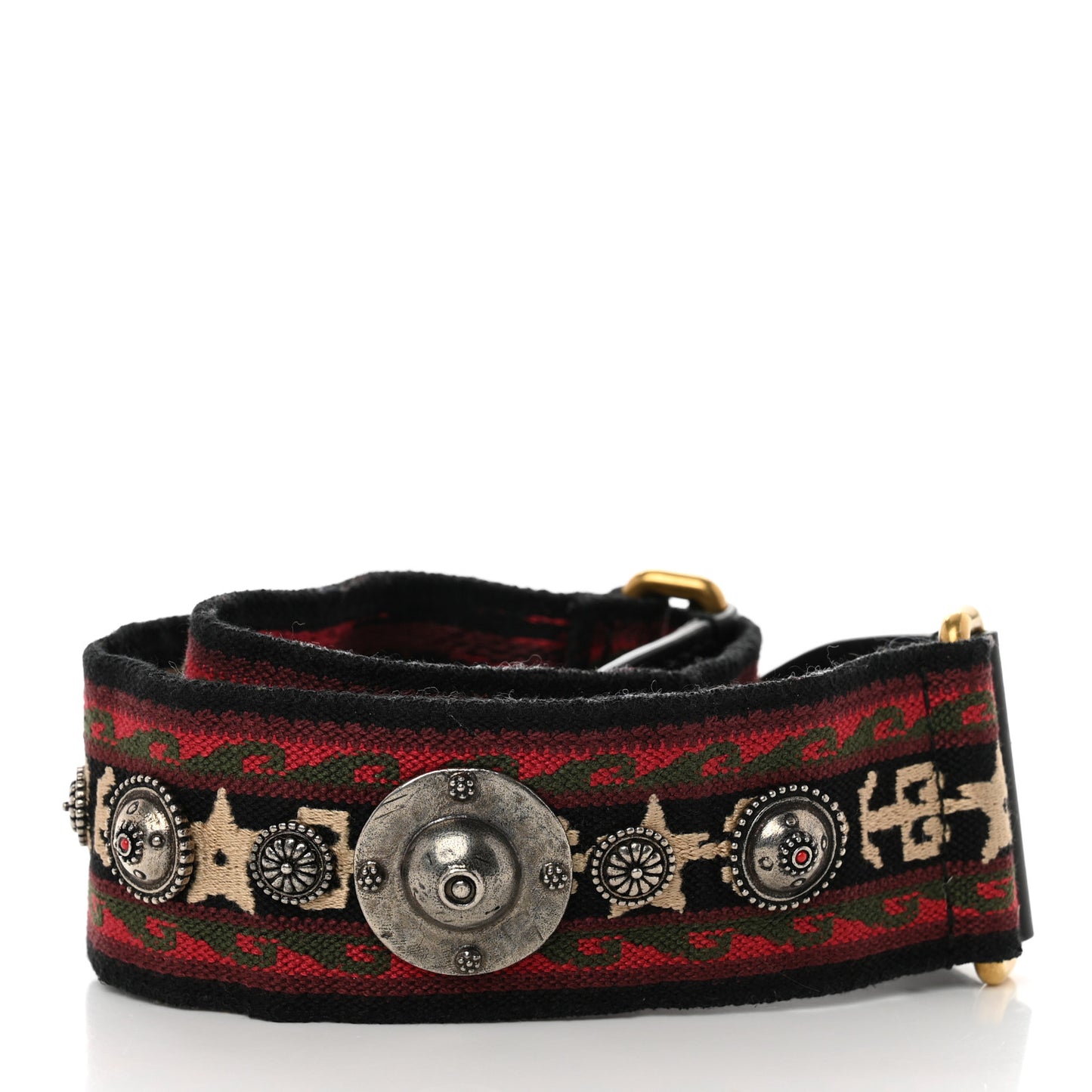Canvas Embroidered Studded Bohemian Shoulder Strap Red