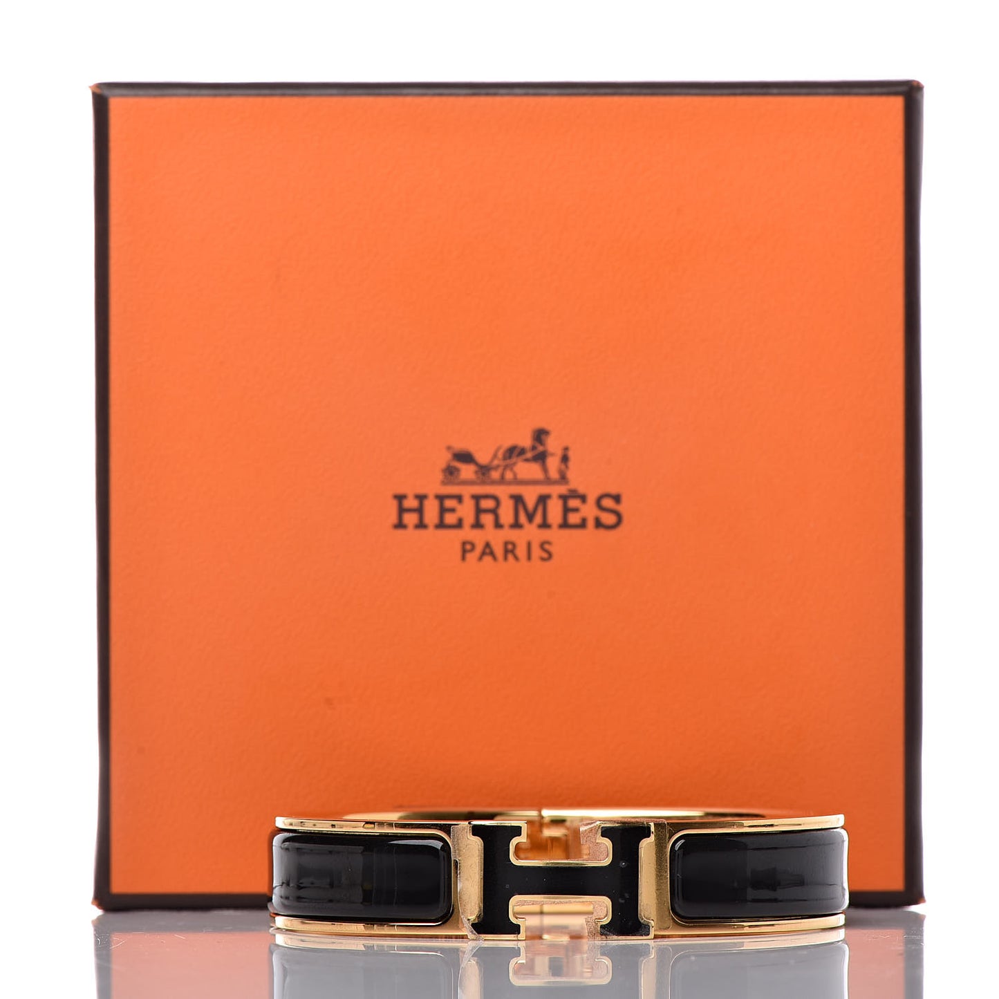 Enamel Narrow Clic Clac H Bracelet PM Black