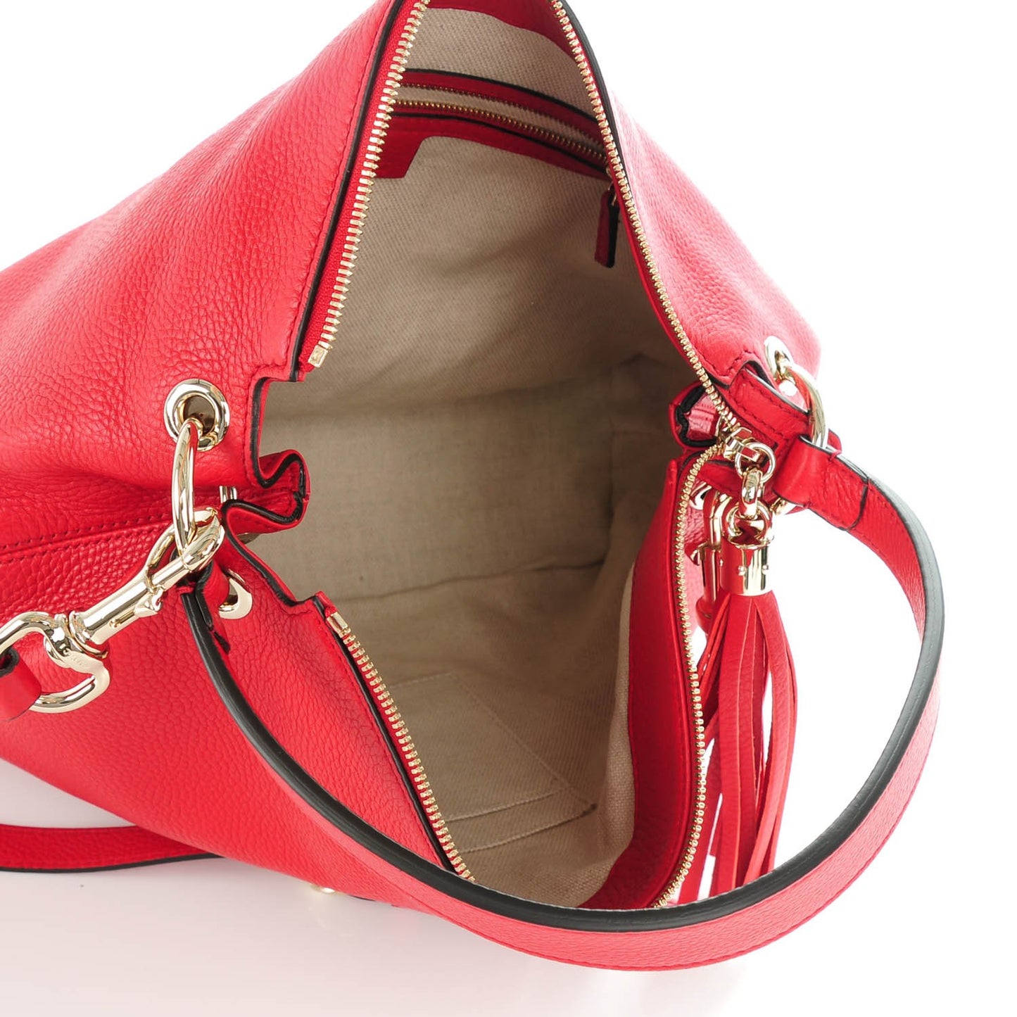 Pebbled Calfskin Large Soho Hobo Tabasco Red