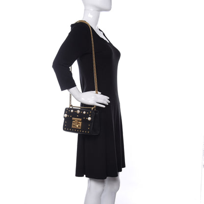 Gucci Calfskin Studded Small Padlock Shoulder Bag Black 2 of 10