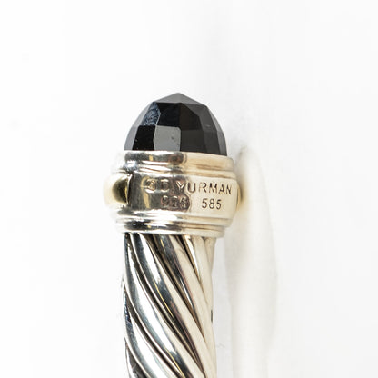 David Yurman Sterling Silver 14K Yellow Gold Black Onyx 7mm Cable Classics Bracelet 4 of 5