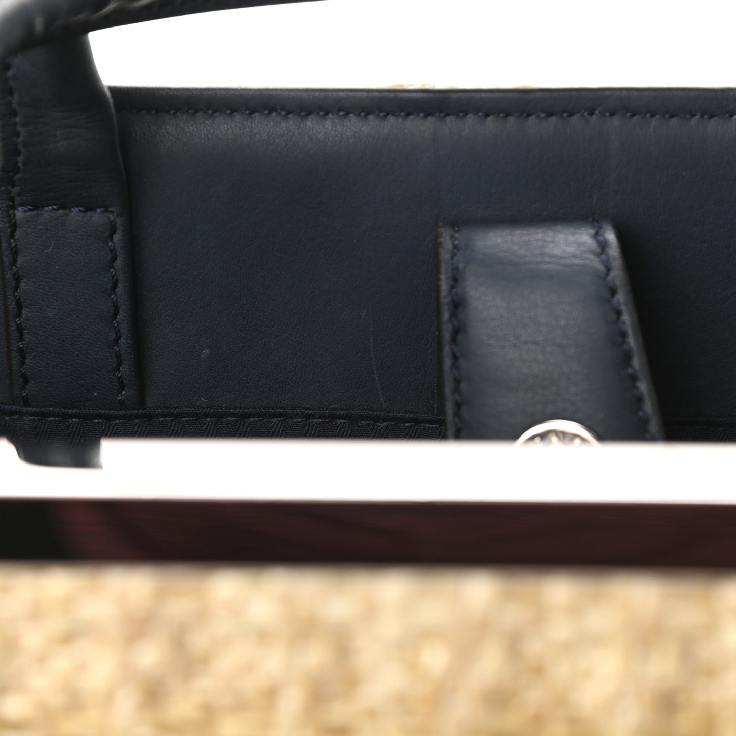 Woven Raffia Vitello Regular 2Jours Tote Natural Black