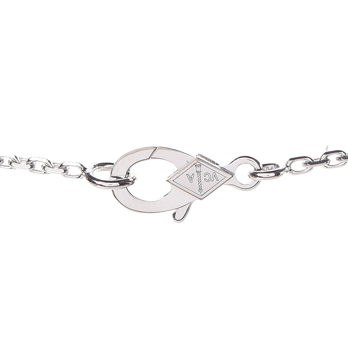 18K White Gold Mother of Pearl Vintage Alhambra Pendant Necklace
