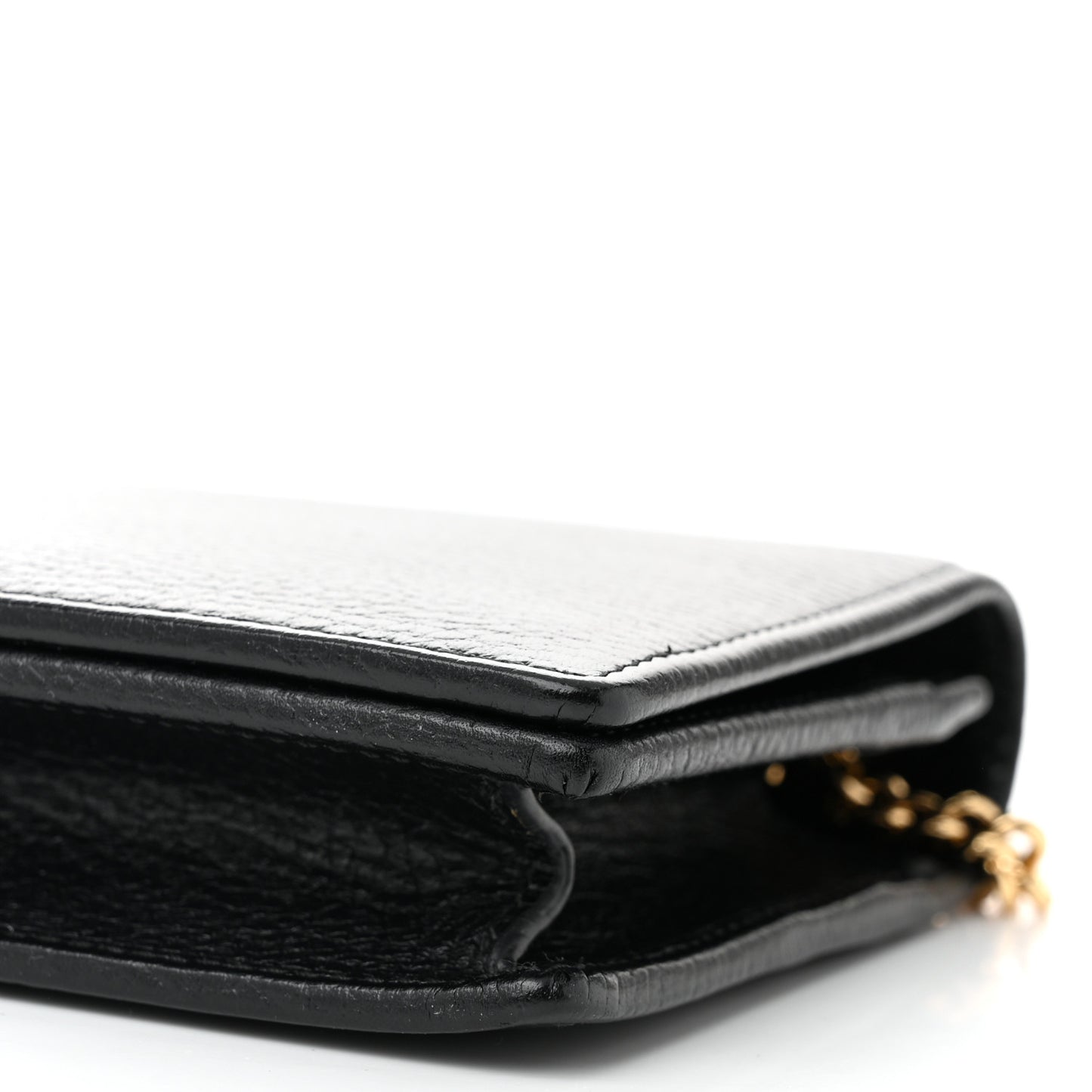 Calfskin Mini GG Marmont Chain Wallet Black