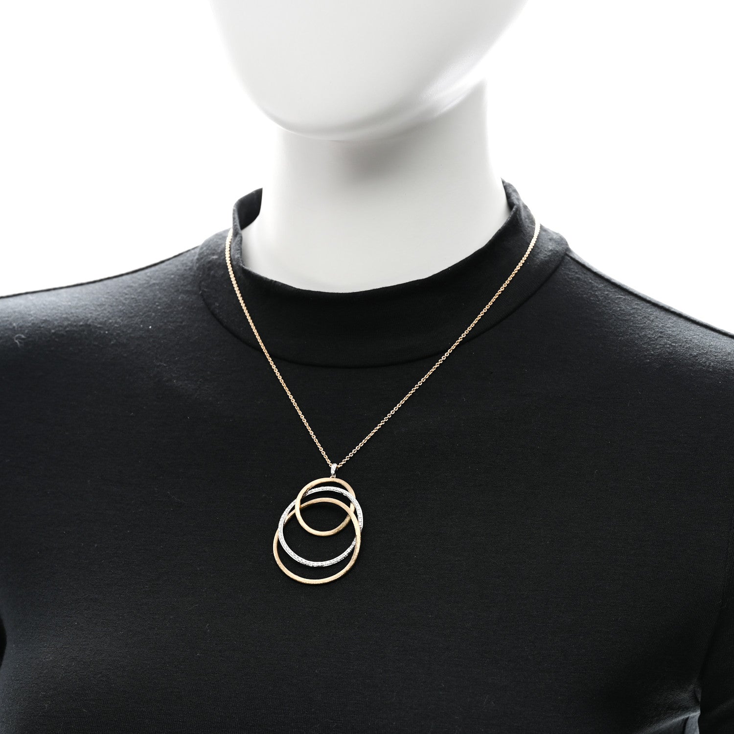 Marco Bicego 18K Yellow White Gold Diamond Jaipur Circle Link Pendant Necklace 2 of 5