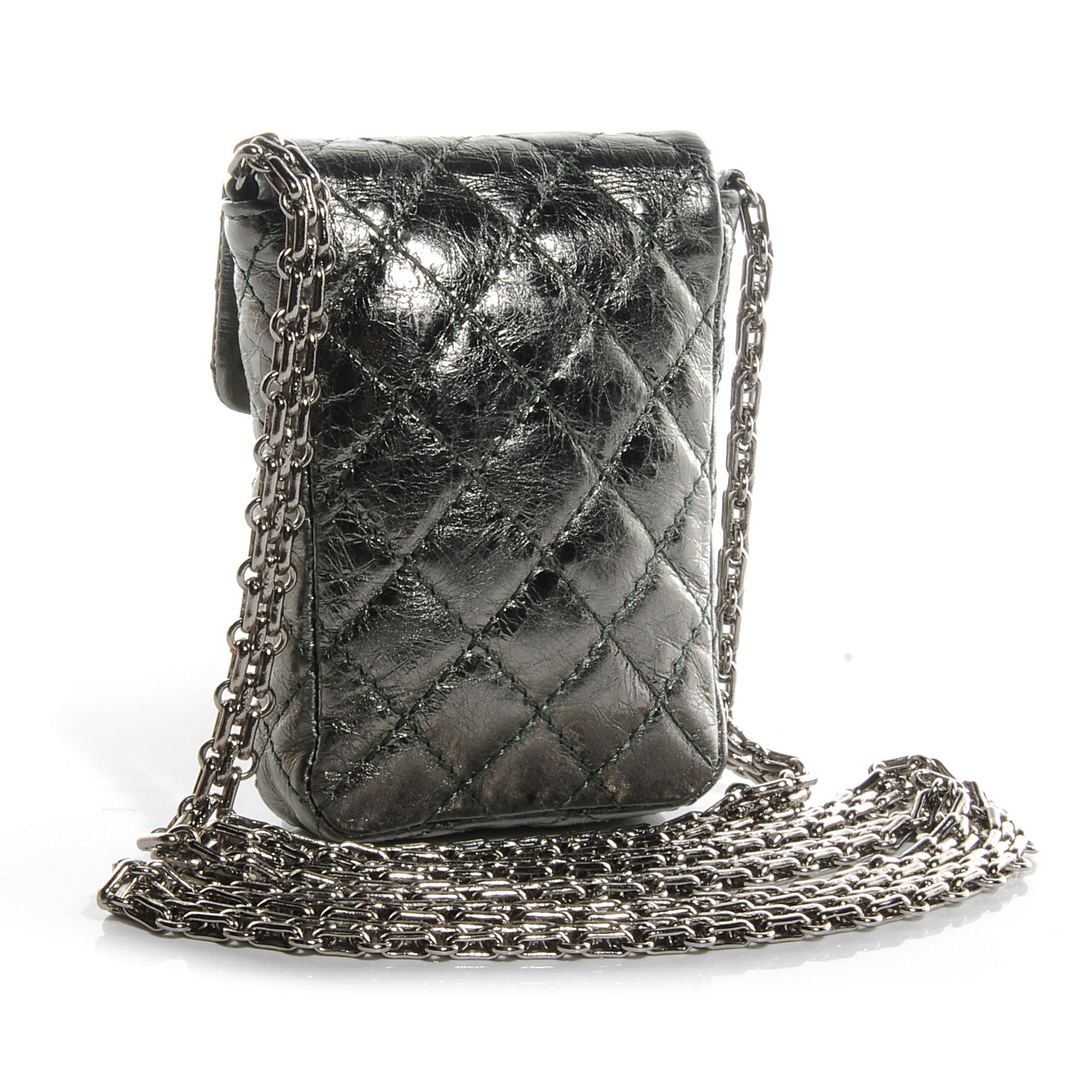 Chanel Aged Calfskin 2.55 Reissue Phone Case Dark Silver 3 of 8