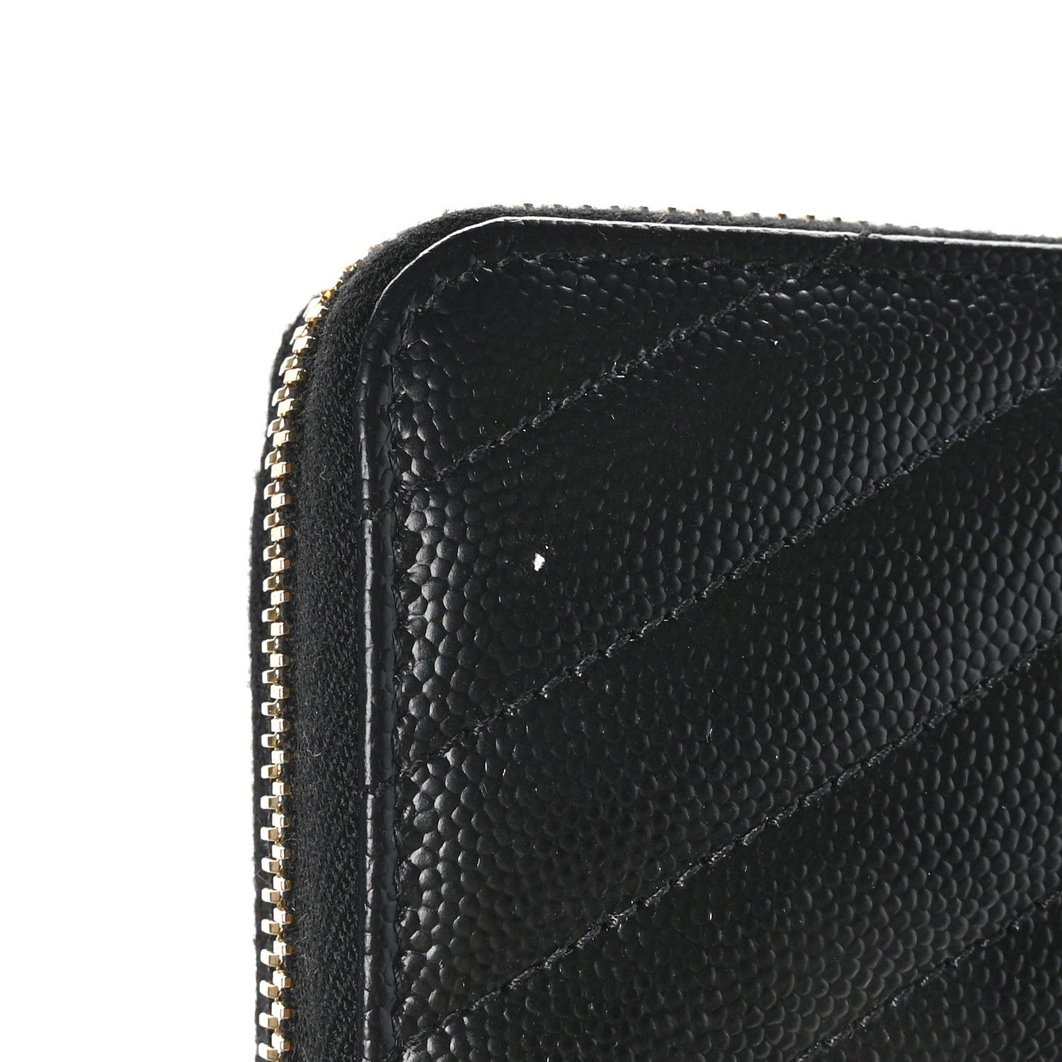 Saint Laurent Grain De Poudre Matelasse Chevron Monogram Zip Around Wallet Black 8 of 8