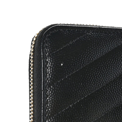 Saint Laurent Grain De Poudre Matelasse Chevron Monogram Zip Around Wallet Black 8 of 8