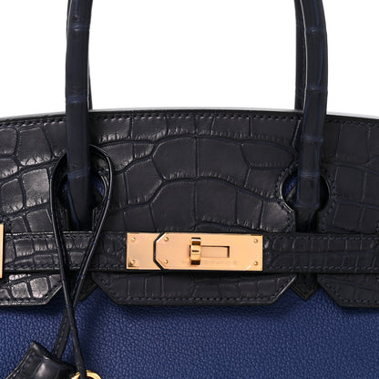 Hermes Taurillon Novillo Matte Alligator Birkin Touch 30 Bleu Saphir Bleu Marine 8 of 12