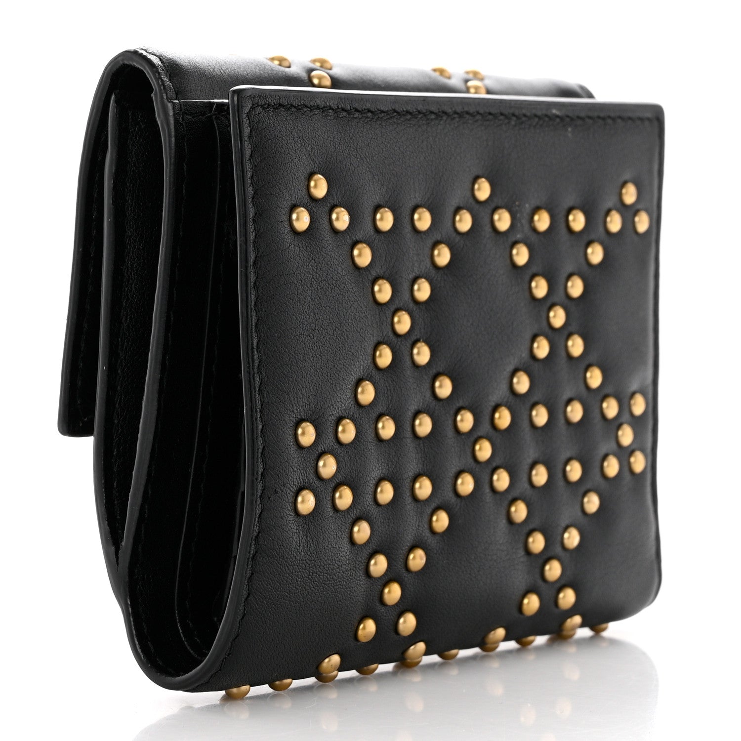 Christian Dior Lambskin Cannage Studded Lady Dior Compact Wallet Black 3 of 8