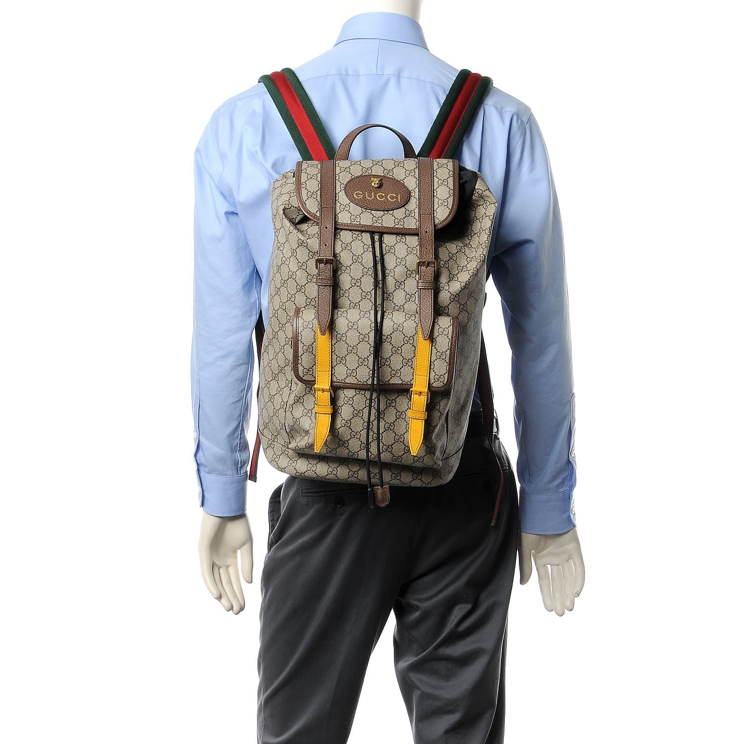Gucci Soft GG Supreme Monogram Neo Vintage Double Buckle Backpack Beige New Acero Crop 3 of 9
