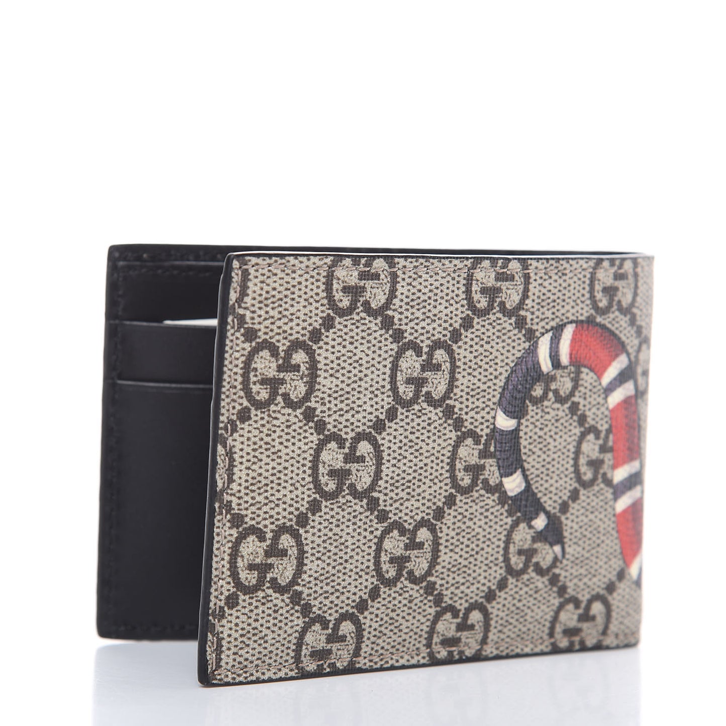 GG Supreme Monogram Kingsnake Bi-Fold Wallet Beige