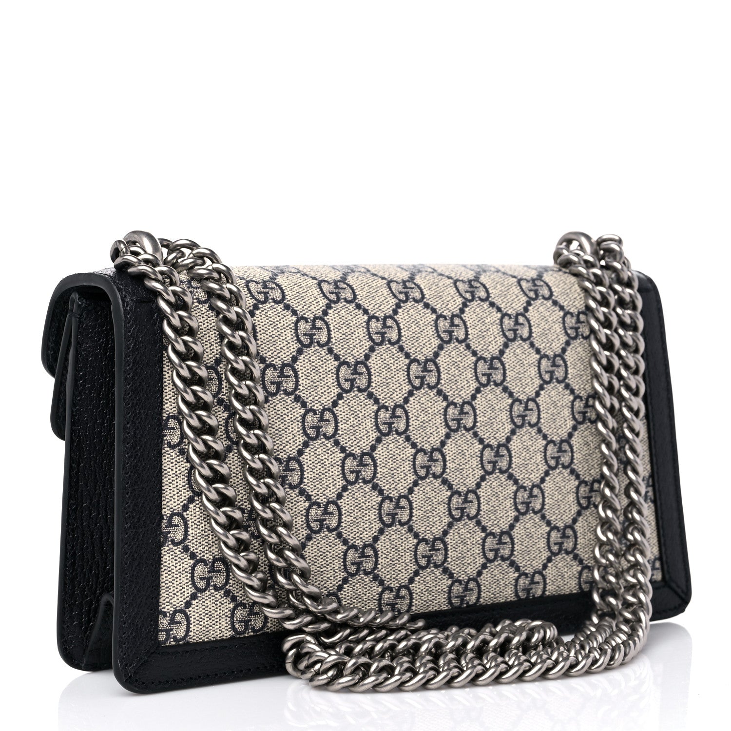 Gucci GG Supreme Monogram Textured Dollar Calfskin Small Rectangular Dionysus Shoulder Bag Beige Blue 3 of 10