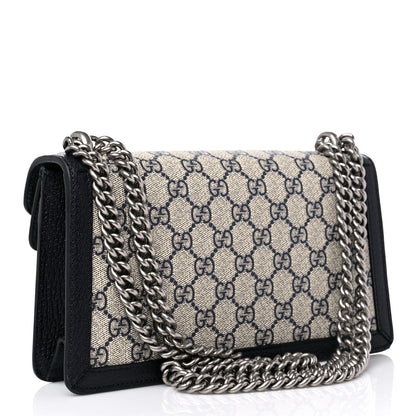 Gucci GG Supreme Monogram Textured Dollar Calfskin Small Rectangular Dionysus Shoulder Bag Beige Blue 3 of 10