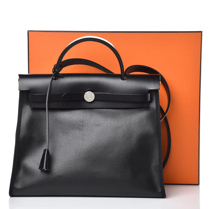 Hermes Toile H Berline Vache Hunter Herbag Zip PM 31 Black Ecru 12 of 12