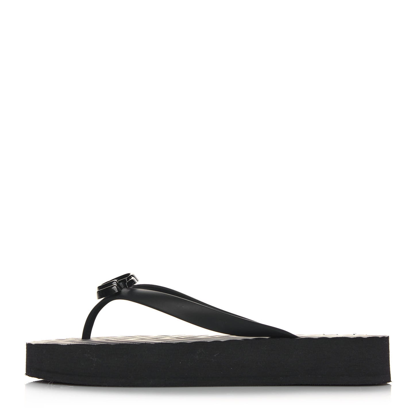 Rubber Chevron Womens GG Thong Sandals 38 Black