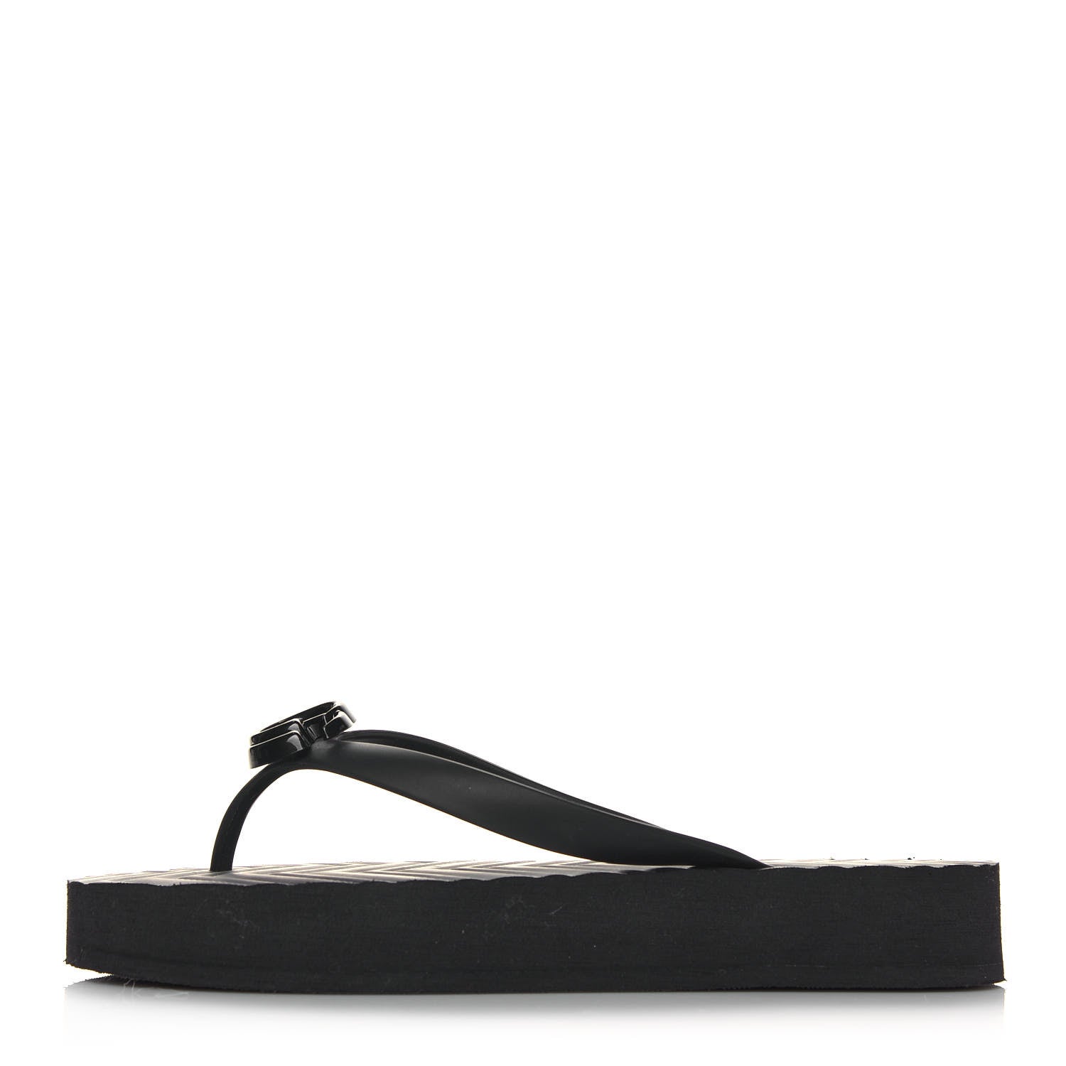 Gucci Rubber Chevron Womens GG Thong Sandals 38 Black 1 of 11