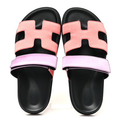 Hermes Satin Crepe Chypre Sandals 37.5 Rose Peche Violet Petale 2 of 12