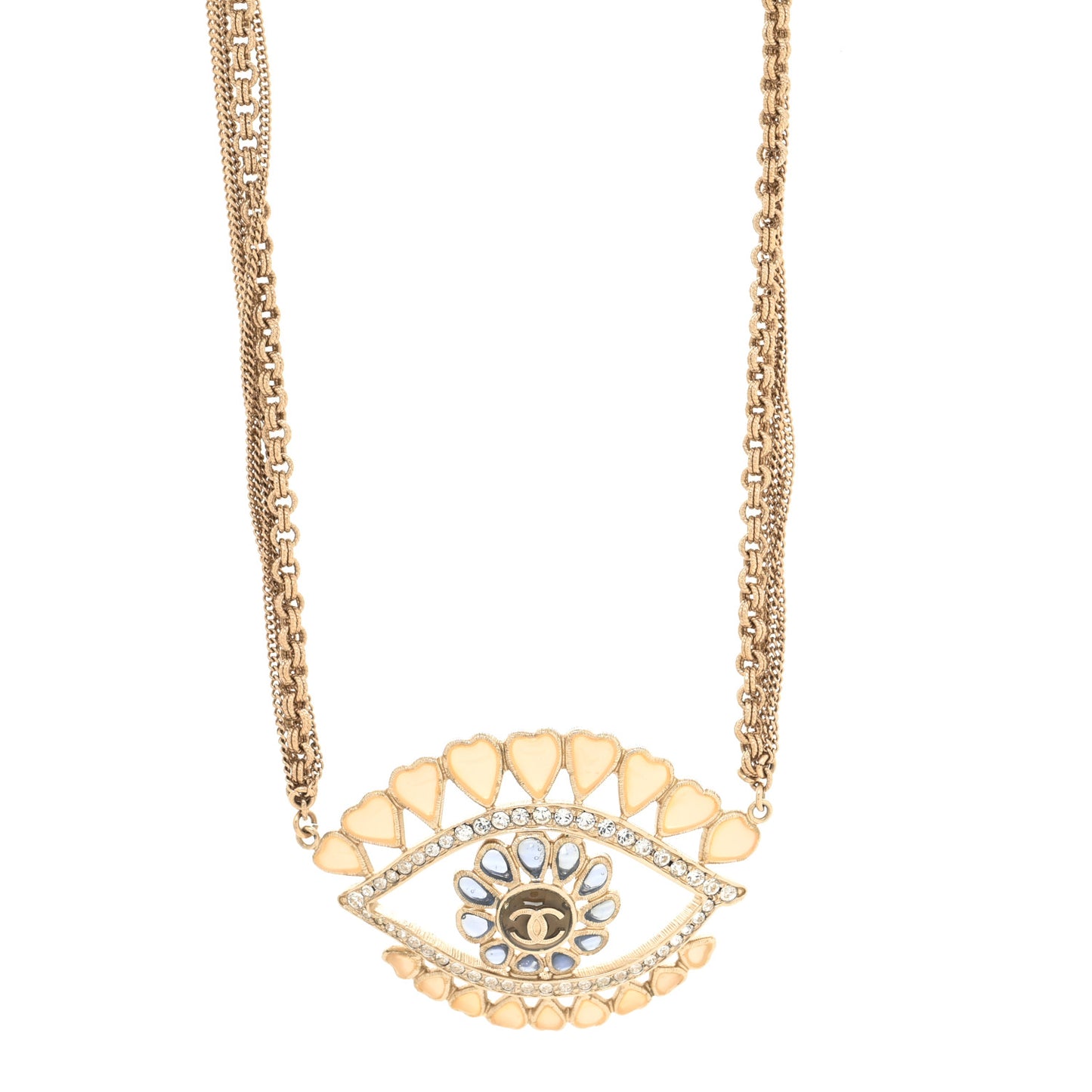 Resin Crystal Eye Pendant Necklace Gold Multicolor