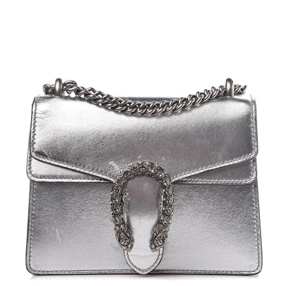 Gucci Metallic Calfskin Crystal Mini Dionysus Shoulder Bag Silver 1 of 11