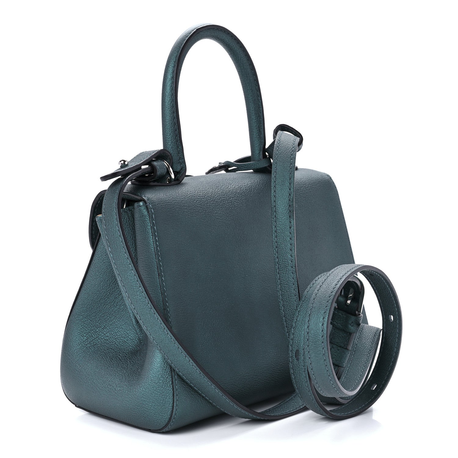 Delvaux Metallic Rodeo Calfskin Mini Brillant Satchel Peacock 3 of 13