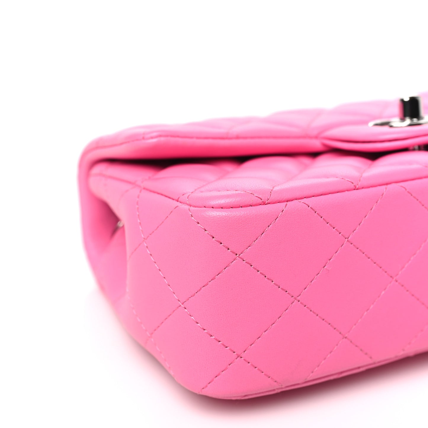 Lambskin Quilted Mini Rectangular Flap Neon Pink