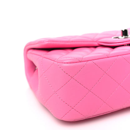 Chanel Lambskin Quilted Mini Rectangular Flap Neon Pink 9 of 11