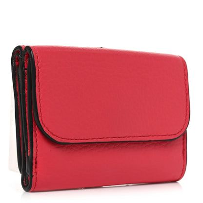 Chloe Grained Calfskin Alphabet Mini Trifold Wallet Crimson Pink 3 of 7