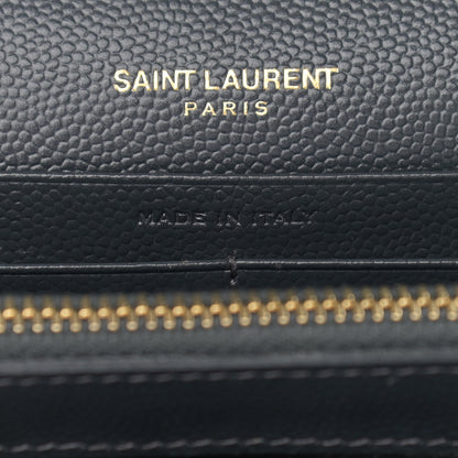 Saint Laurent Grain De Poudre Matelasse Chevron Monogram Chain Wallet Dark Smog 7 of 11
