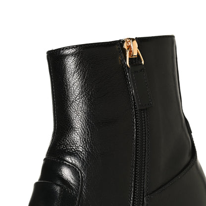 Gucci Goatskin Kitten Chain Horsebit Ankle Boots 36.5 Black 12 of 18
