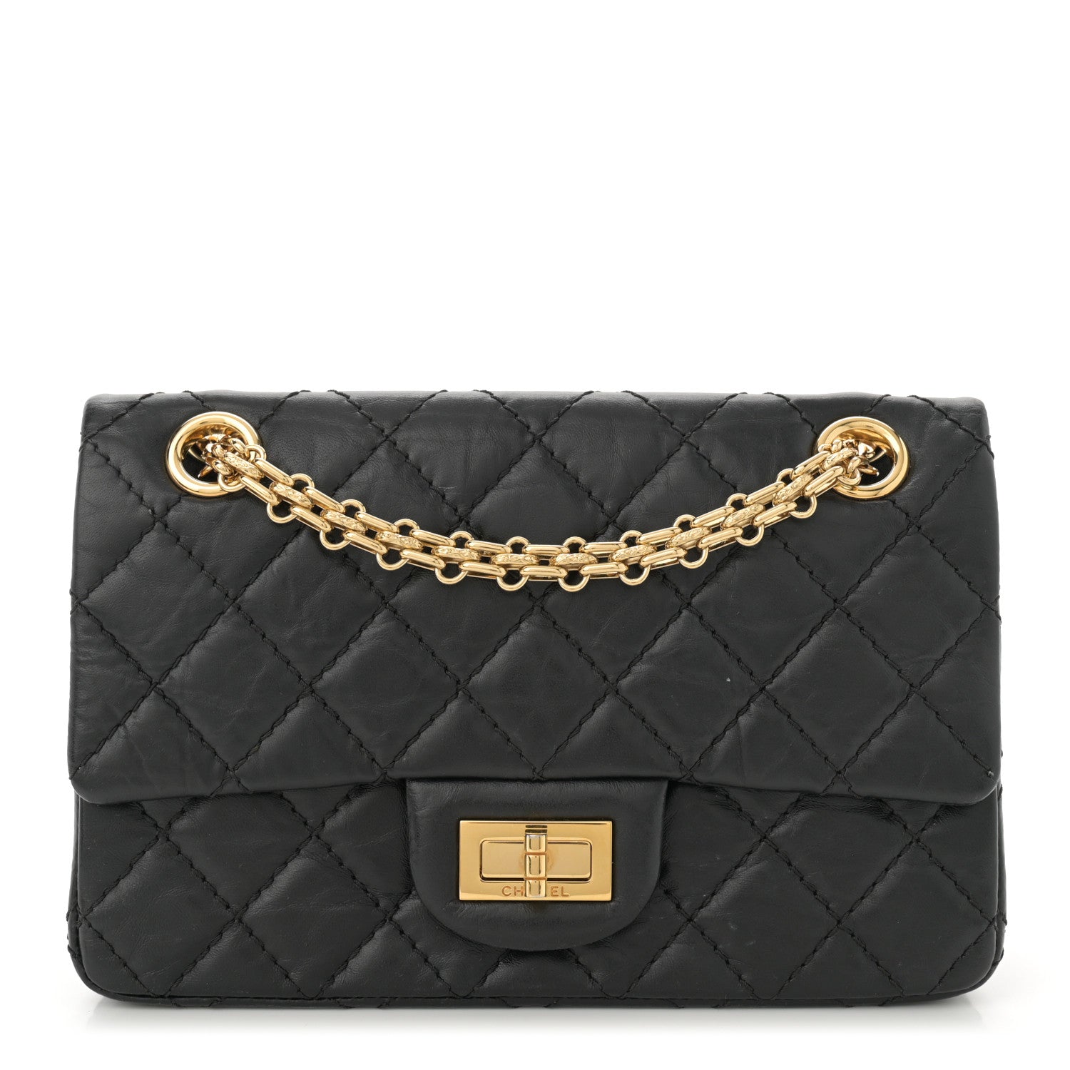 Chanel Aged Calfskin Quilted 2.55 Reissue Mini Flap Black 1 of 11