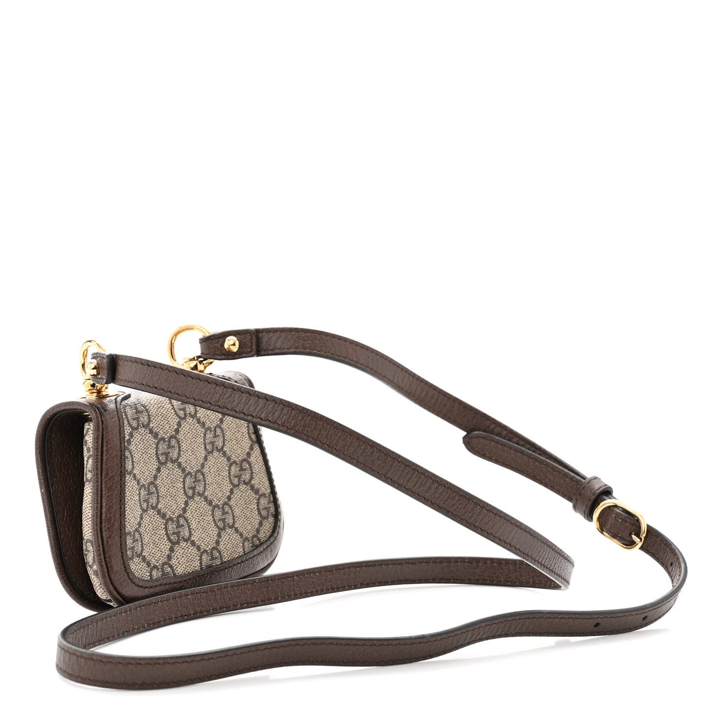 Gucci GG Supreme Monogram Textured Dollar Calfskin Blondie Card Case Wallet with Strap Beige Ebony New Acero 3 of 10