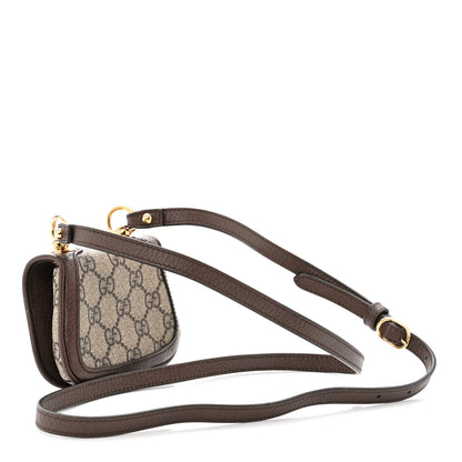 Gucci GG Supreme Monogram Textured Dollar Calfskin Blondie Card Case Wallet with Strap Beige Ebony New Acero 3 of 10