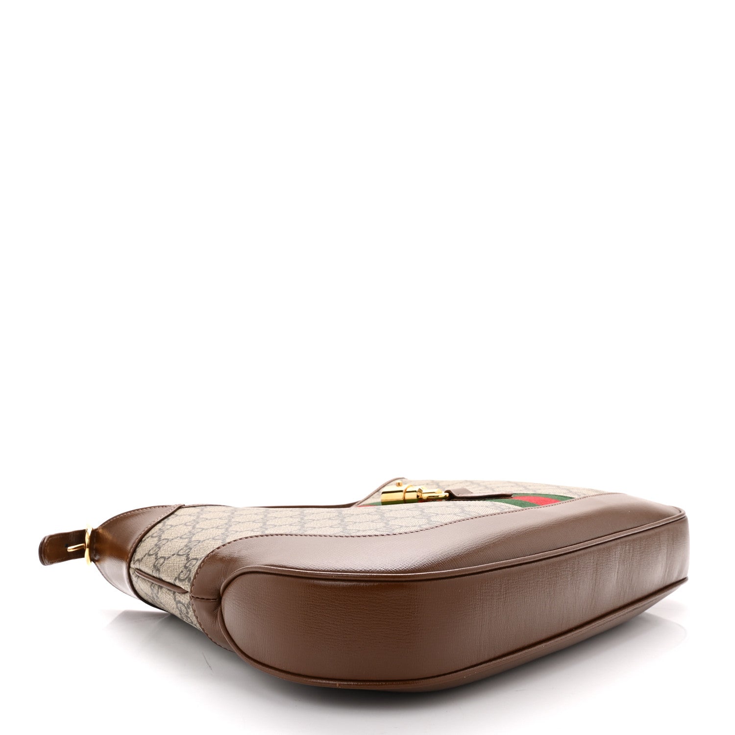 Gucci GG Supreme Monogram Azalea Calfskin Web Medium Jackie 1961 Hobo Beige Ebony Brown Sugar 4 of 10