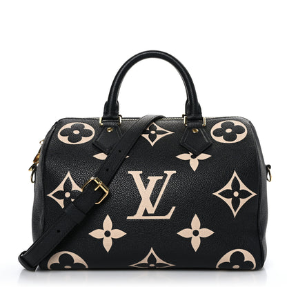 Louis Vuitton Empreinte Monogram Giant Speedy Bandouliere 25 Black Beige 1 of 10